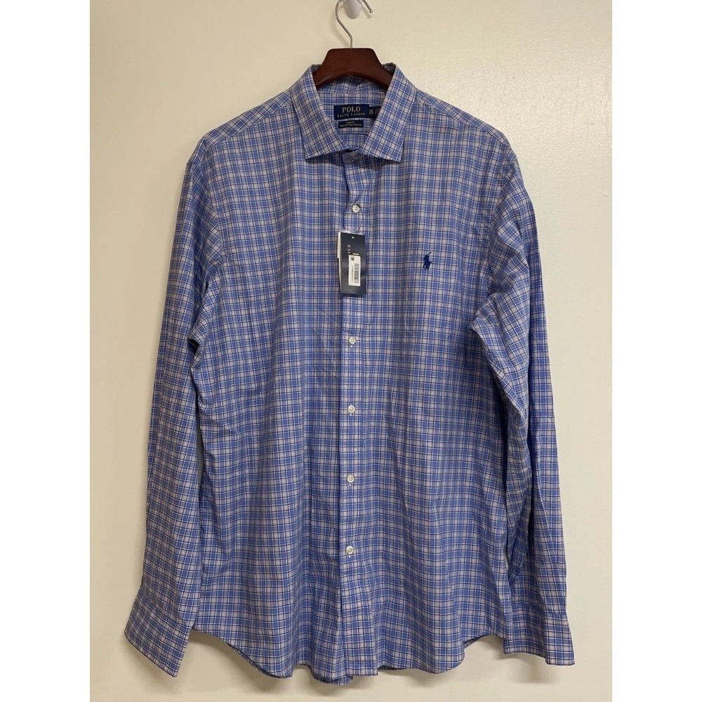 Polo‎ Ralph Lauren Slim Fit Plaid 100% Cotton Stretch Long Sleeve Men's XXL NWT